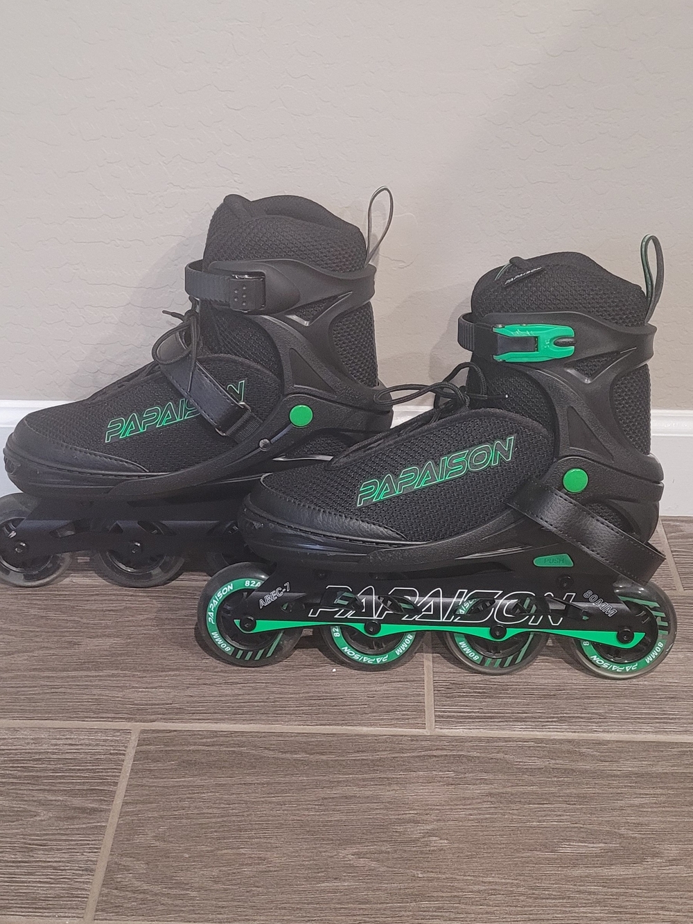 Inline Skates - Black with Green Accents Size 7-10.5